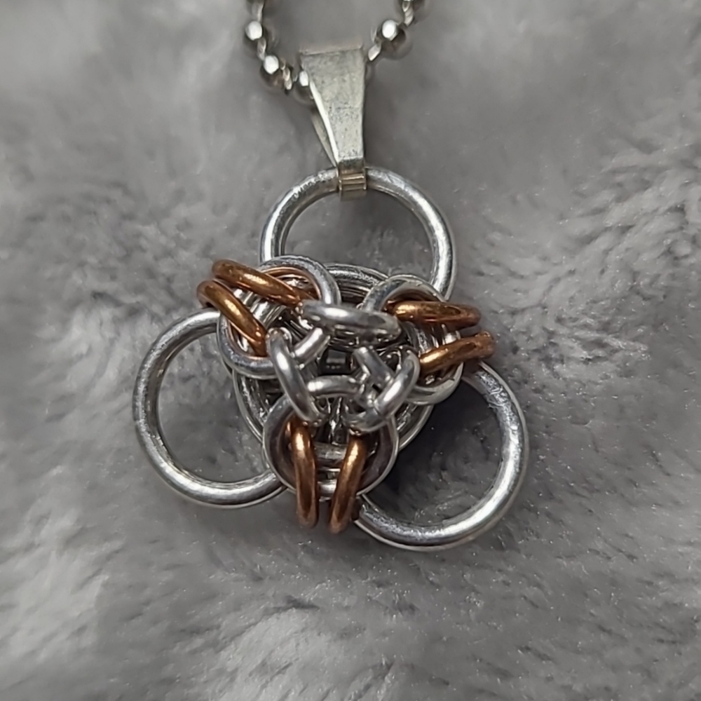 NWT Handmade Chainmaille Small Pendant in Anodized Aluminum and Copper
